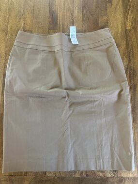 LOFT Tan Pencil Skirt with Tailored Seams
